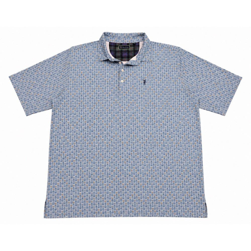 William Murray Golf Polo XXL Blue Beer Pint Print‎ Preppy Golfcore Performance